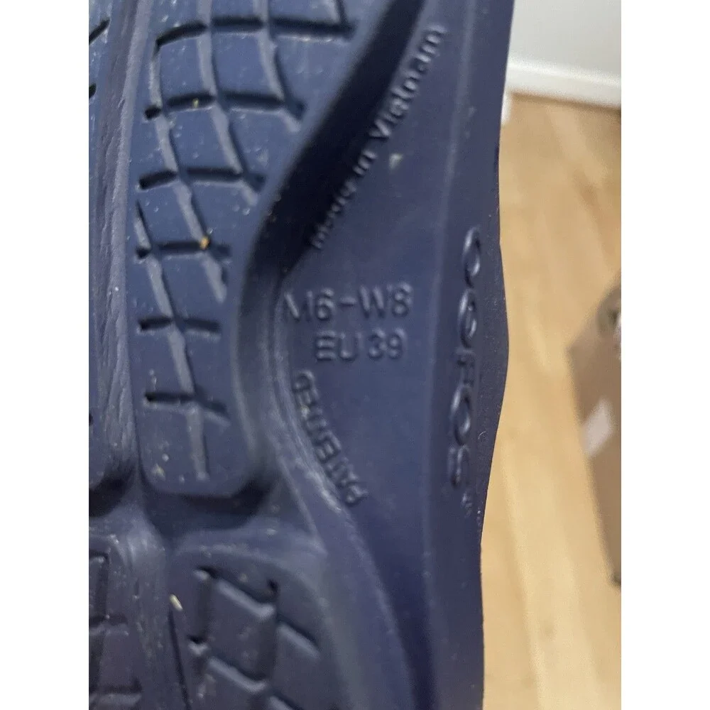 OOFOS Blue Slip-On Clog Sandals Rubber Upper Logo  US M6  W8 EU 39